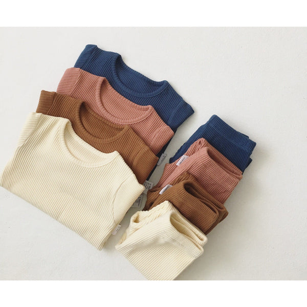 White chocolate Ribbed two piece 9-12months, 2-4years