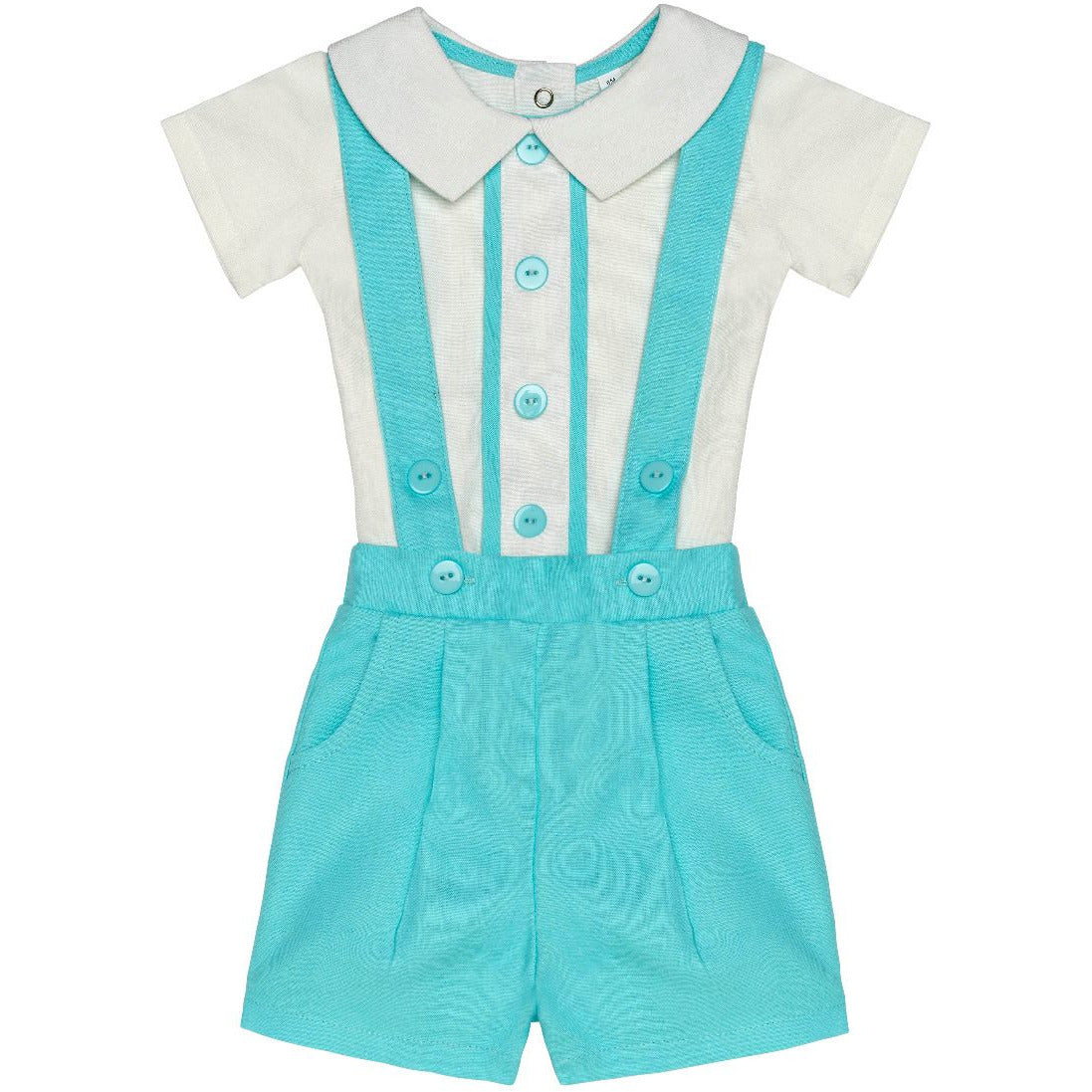 Two-piece blue linen shorts set (6 months- 3 years)
