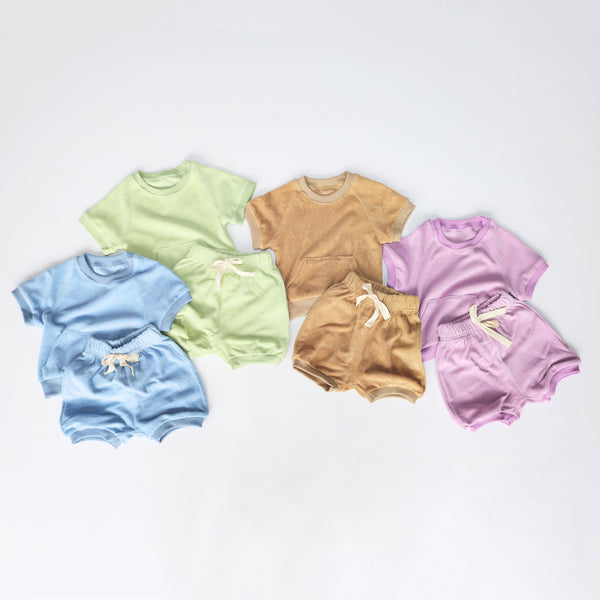 Nude Towelling Shorts Set