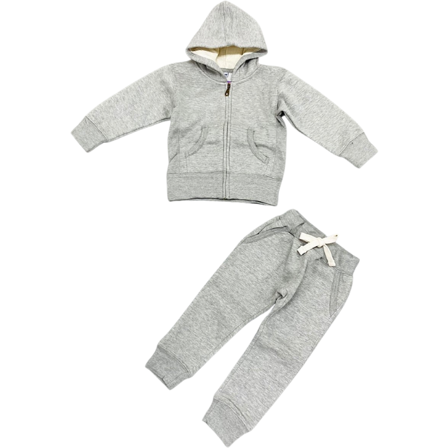 Fleece Tracksuit top and bottom set- Grey (2-7Y)