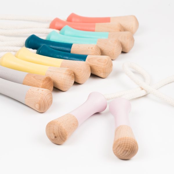 Grey Wooden handle skipping rope