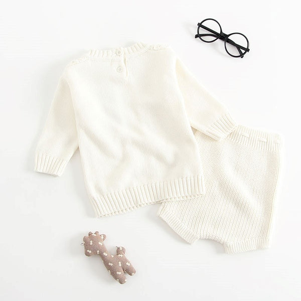 White Two piece jumper and pants set (12-18months)