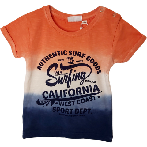 Dip dyed t-shirt with print (3-24 MONTHS)- Orange