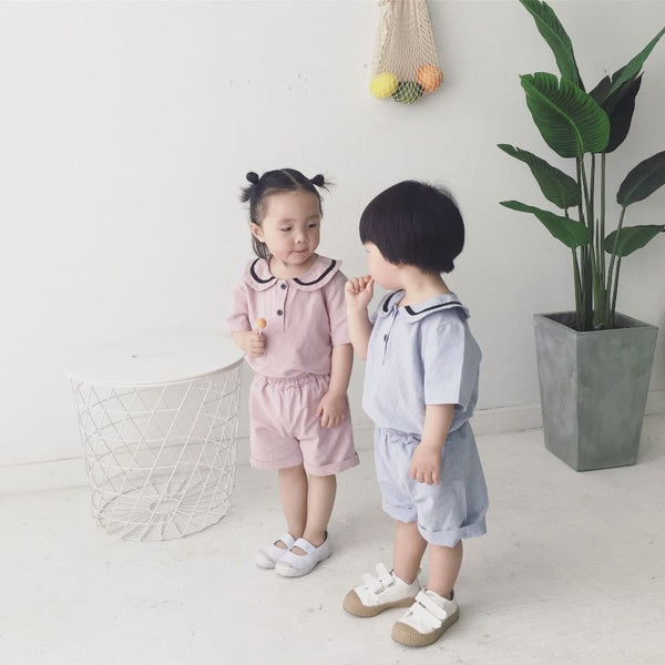 Salmon summer collar top and bottom set