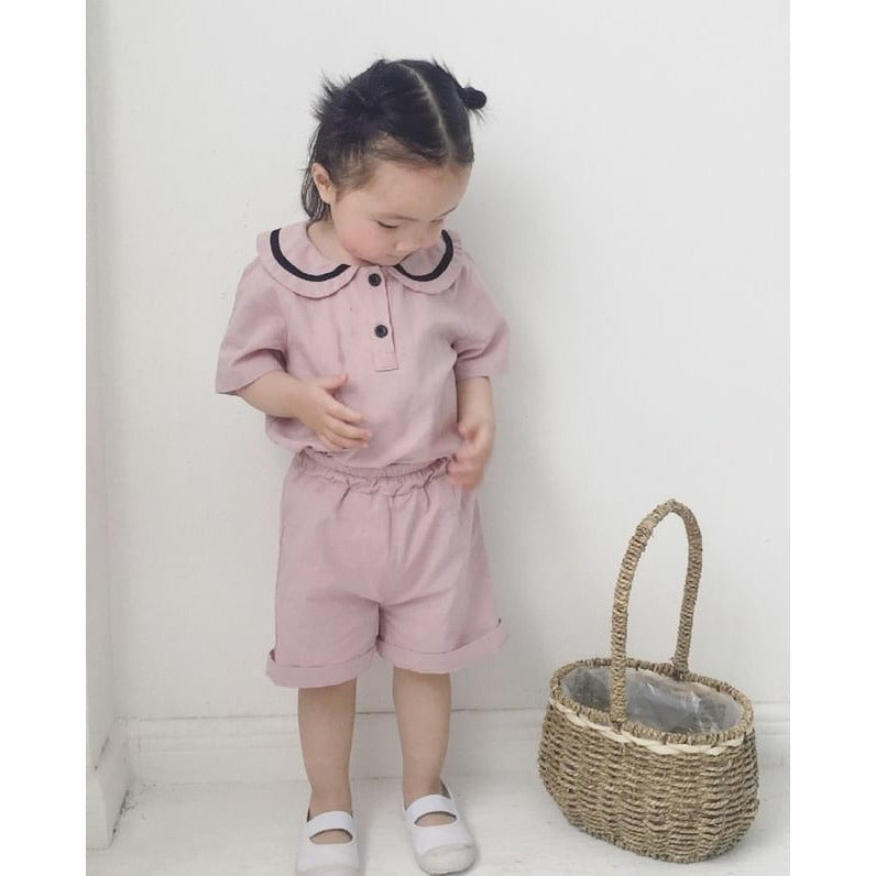 Salmon summer collar top and bottom set