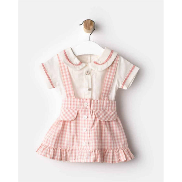 Two-Piece Pink Check Dress Set (9-24M)