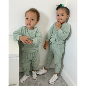 Mint towelling Unisex tracksuit set (1-4years), two piece set, winter, Autumn,