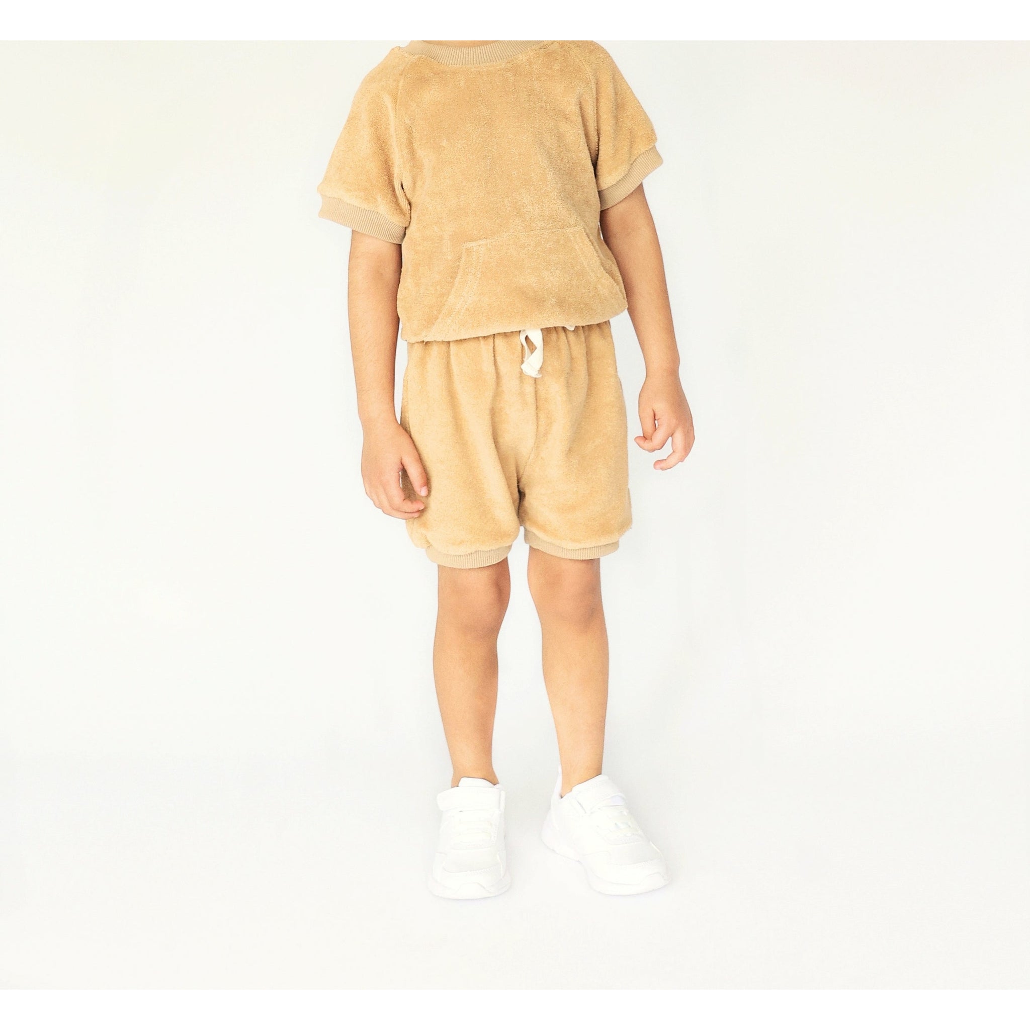 Nude Towelling Shorts Set
