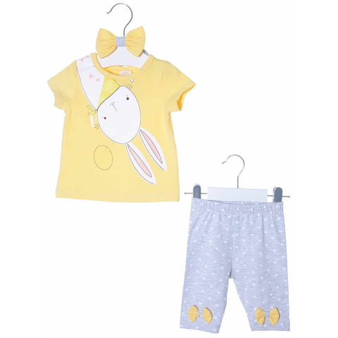 Bunny Top & Heart Leggings Set with Headband (6-18M)