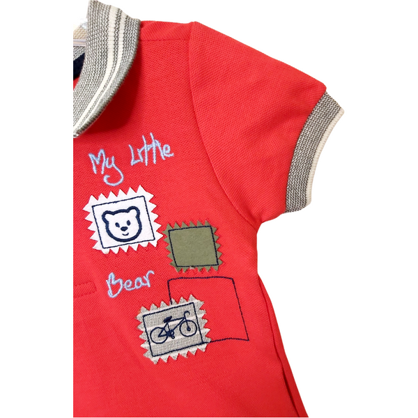 Stylish Teddy Bear T-Shirt and Stripe Shorts Set (6-18m)