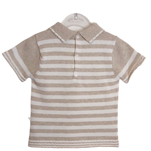 Premium beige Stripe Two Piece Knitted Set (1-12M)